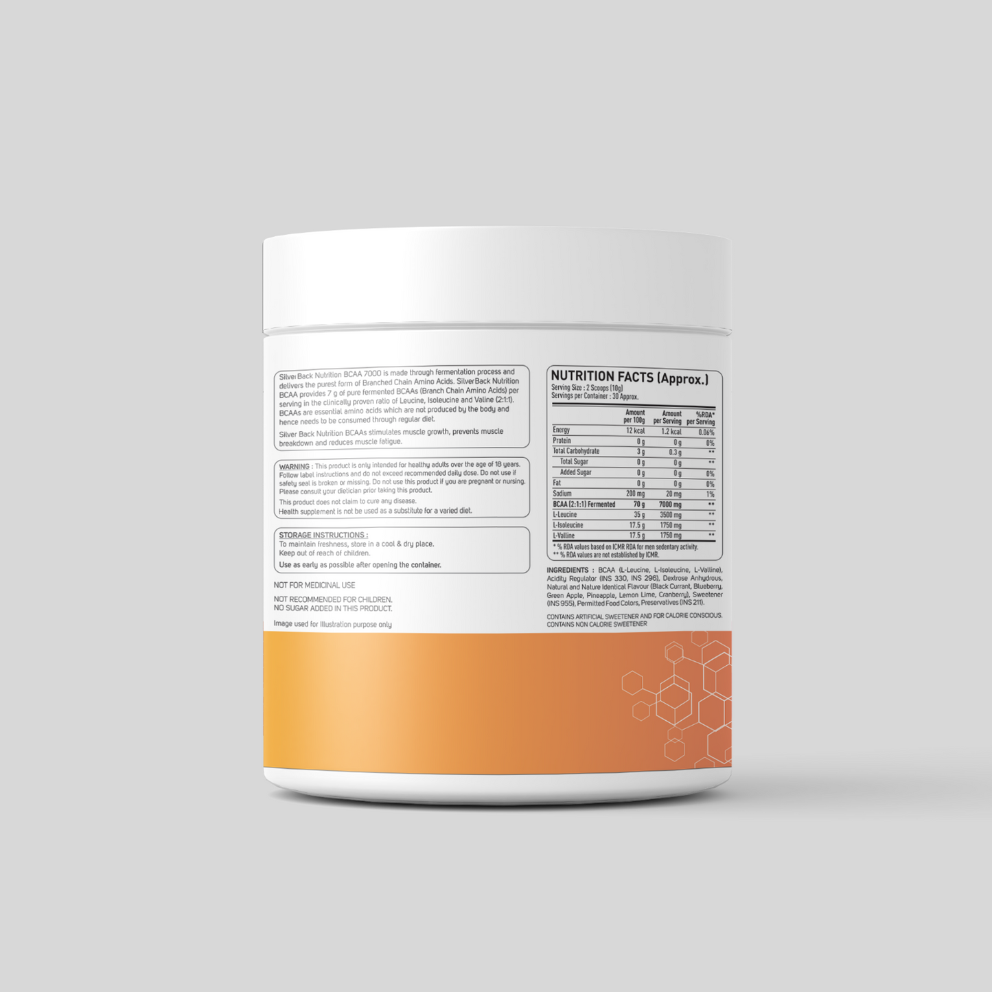 bcaa powder nutrition facts - SilverBack Nutrition