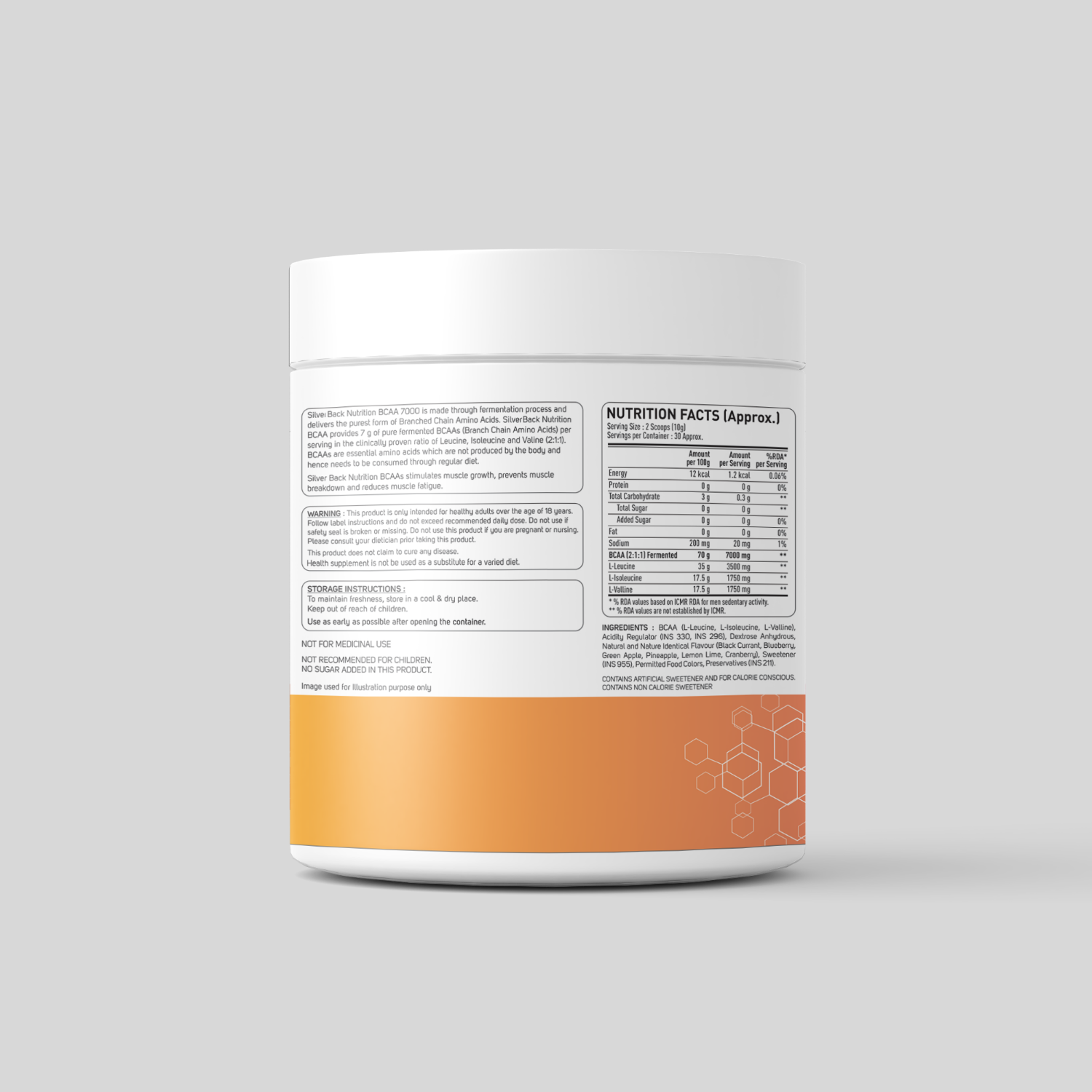 bcaa powder nutrition facts - SilverBack Nutrition