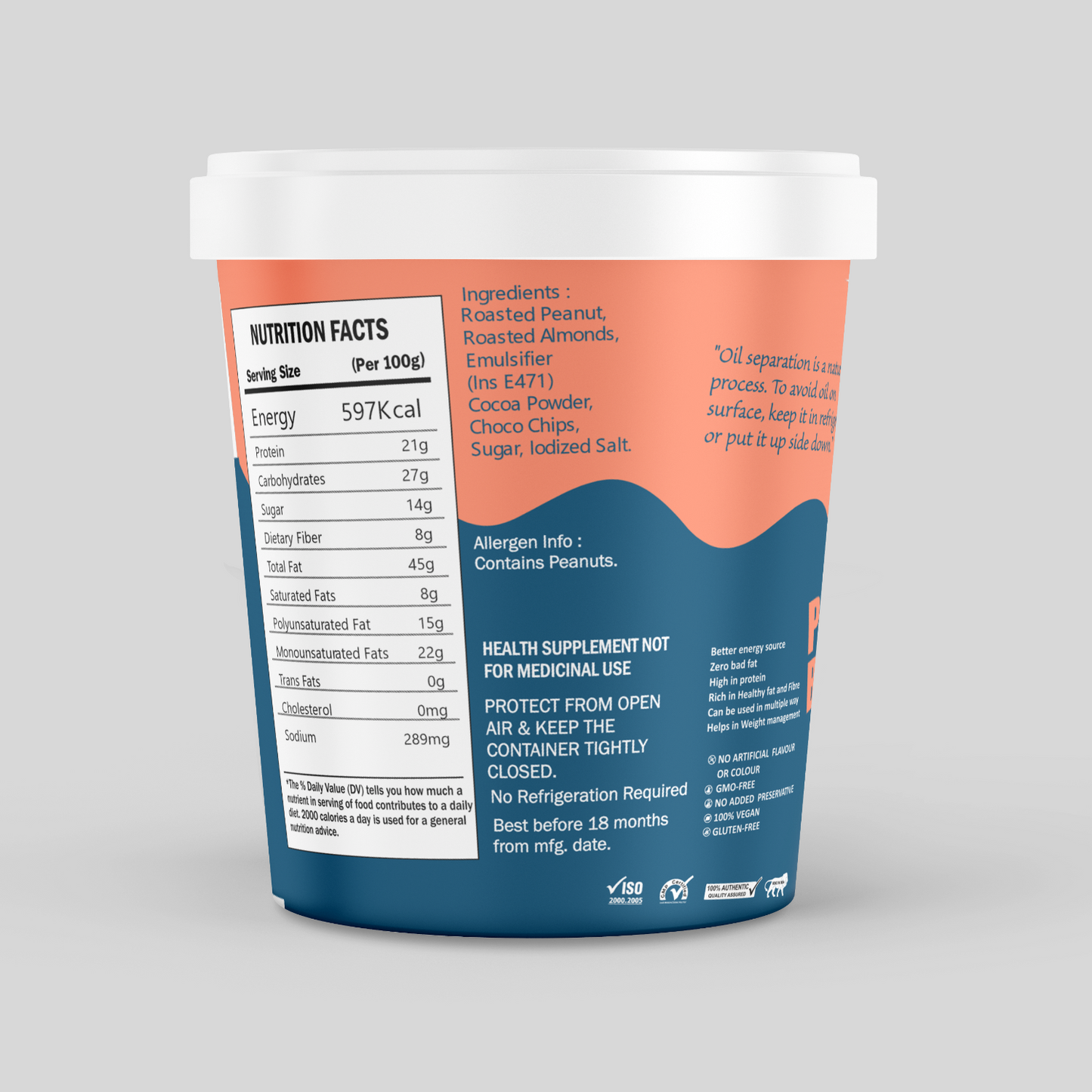 chocolate peanut butter label - SilverBack Nutrition
