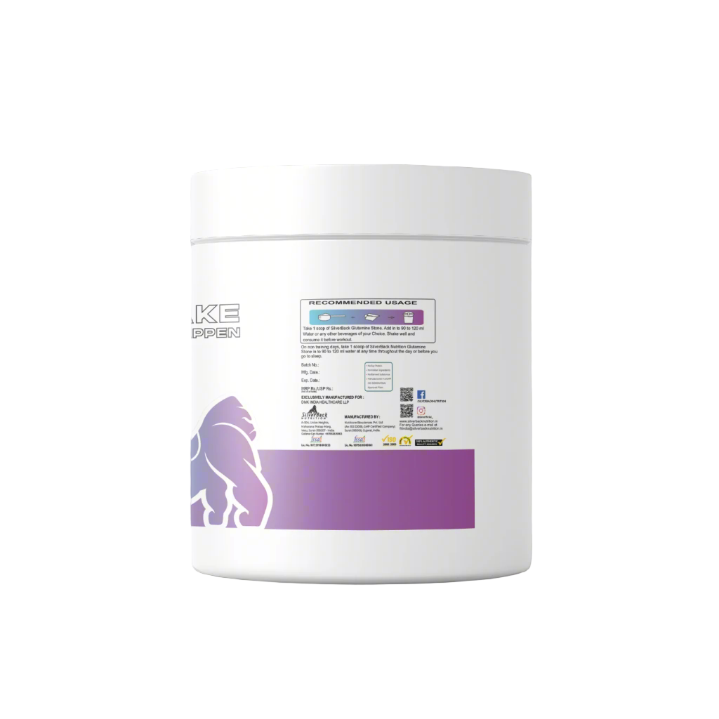 micronized glutamine powder label - SilverBack Nutrition