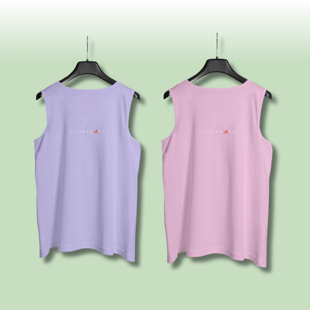 Silverback Tank Top  Cotton T shirt for Men Pack of 2 (Lavender + Peach)
