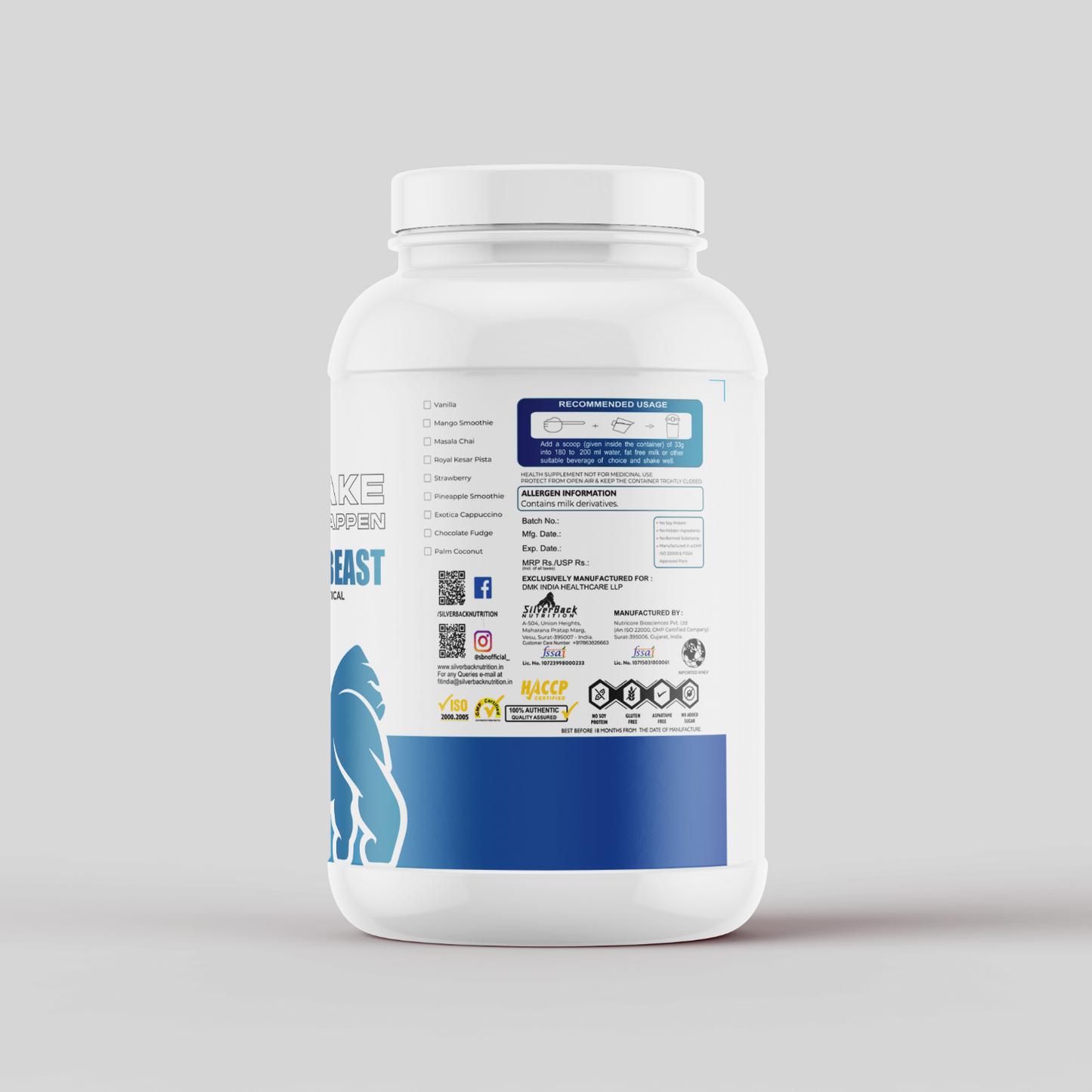 whey protein isolate powder nutrition facts - SilverBack Nutrition