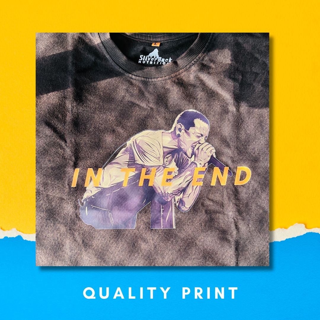 Silverback Oversized Sleeveless Linkin Park Acid-Washed T-Shirt | Dusty Color Cotton Tank for Men | Rock Band Graphic Tee