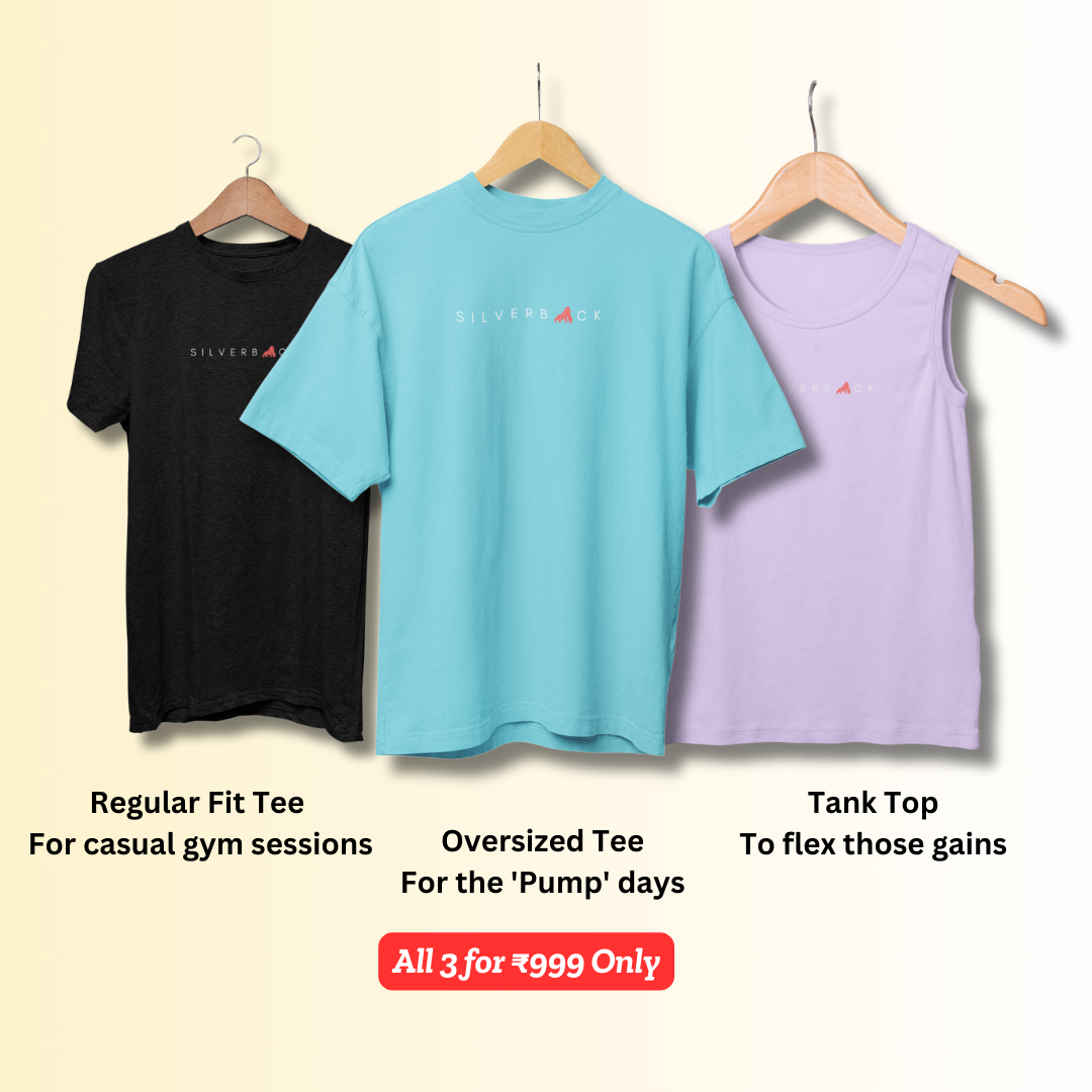 Silverback Triple Threat Combo (Oversized + Regular + Tank) for ₹999