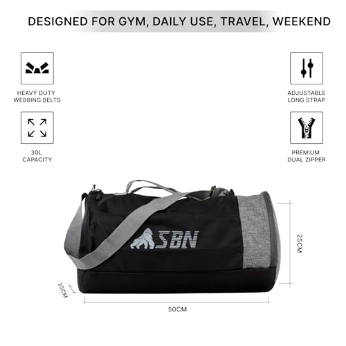 Silverback Gym Bag | Sports Duffle  Bag| With Separate Shoes Compartment