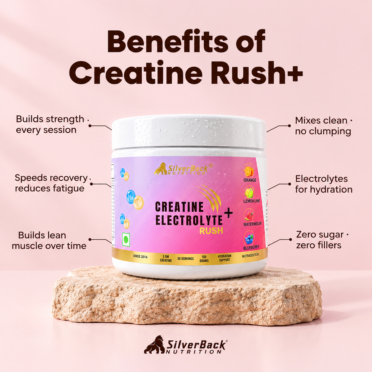 SILVERBACK NUTRITION CREATINE POWDER 150G | WITH ELECTROLYTES, FENUGREEK & PUMPKIN SEED EXTRACT | STRENGTH, ENERGY & RECOVERY FOR WOMEN