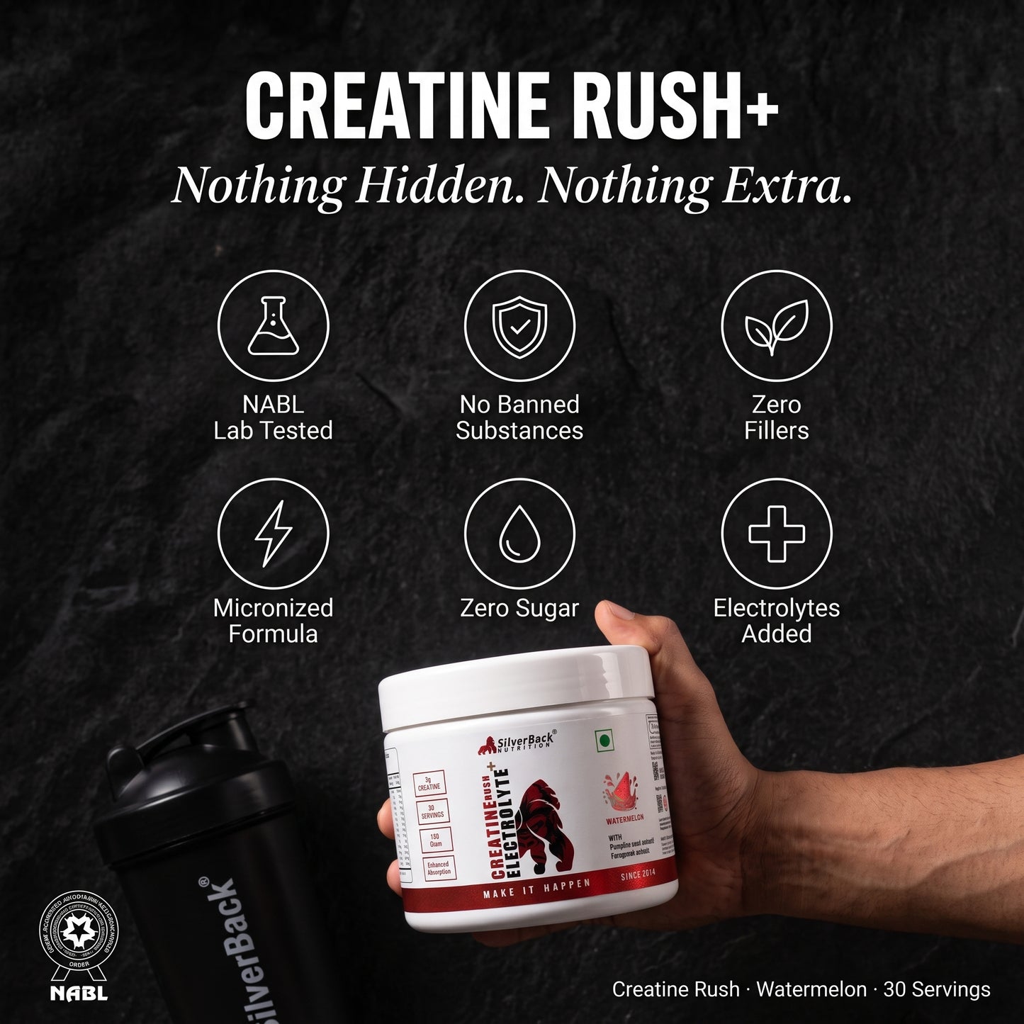 Silverback Nutrition Creatine Powder 150g | With Electrolytes, Fenugreek & Pumpkin Seed Extract | Faster Absorption, Muscle Strength & Recovery