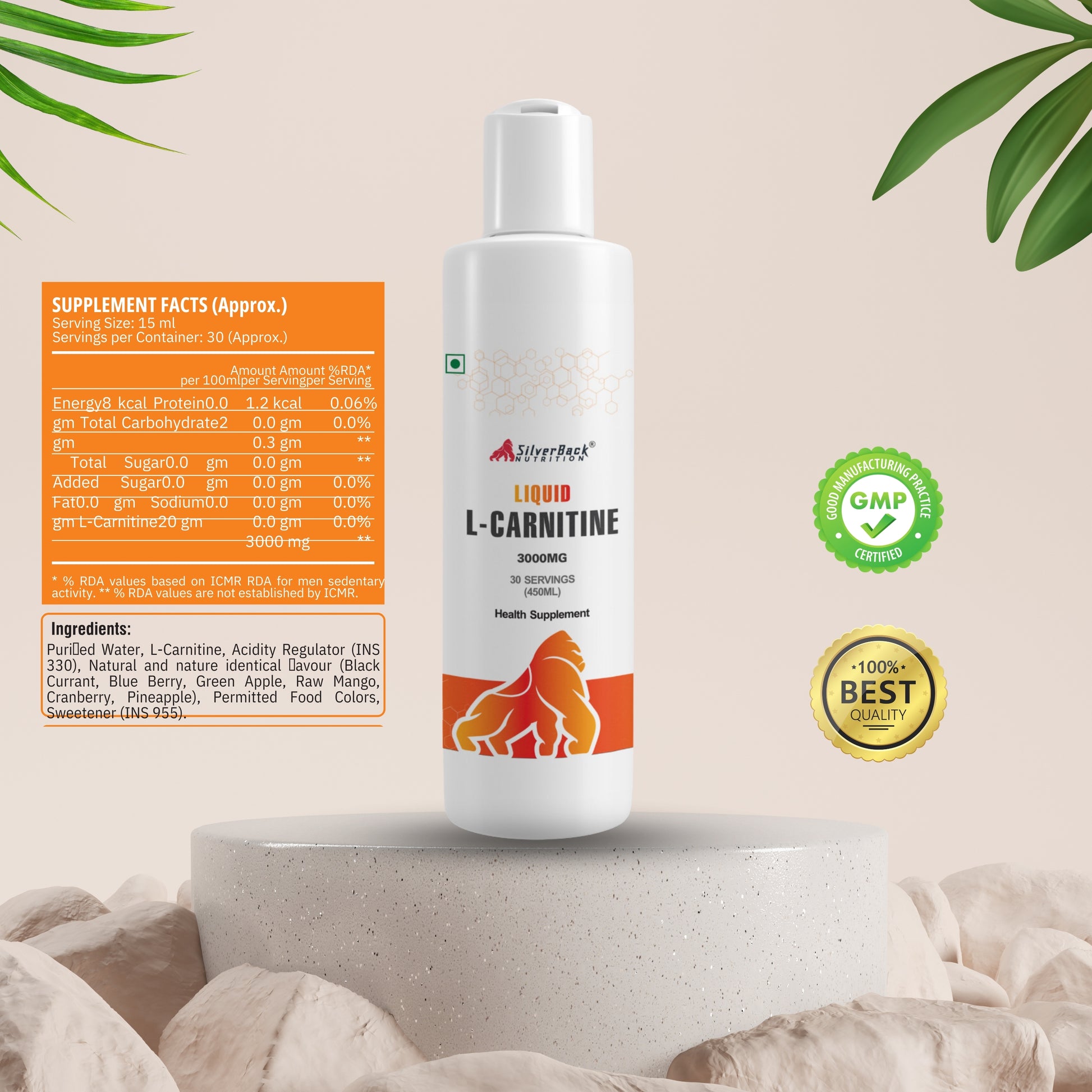 L Carnitine Liquid Fat Burner | 450ml - SilverBack Nutrition L Carnitine Liquid Fat Burner | 450ml - SilverBack Nutrition