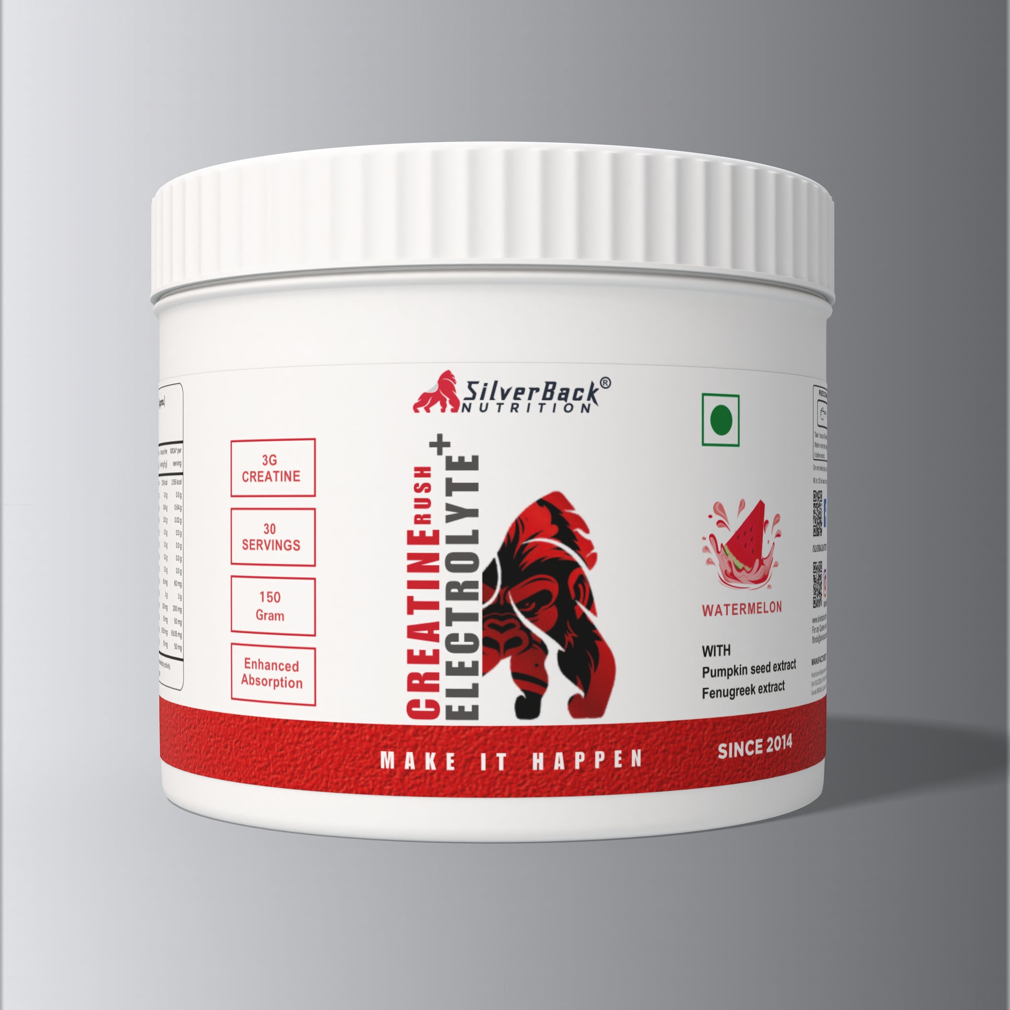 ilverback Nutrition Creatine Powder 150g | With Electrolytes, Fenugreek & Pumpkin Seed Extract | Faster Absorption, Muscle Strength & Recovery