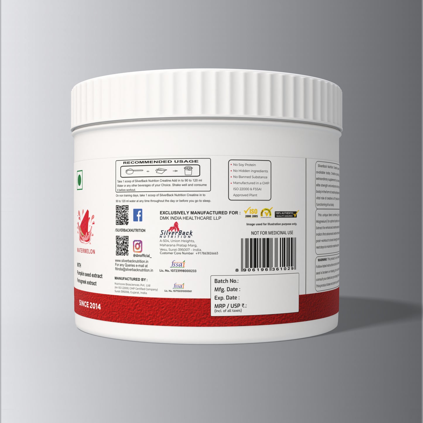 Silverback Nutrition Creatine Powder 150g | With Electrolytes, Fenugreek & Pumpkin Seed Extract | Faster Absorption, Muscle Strength & Recovery