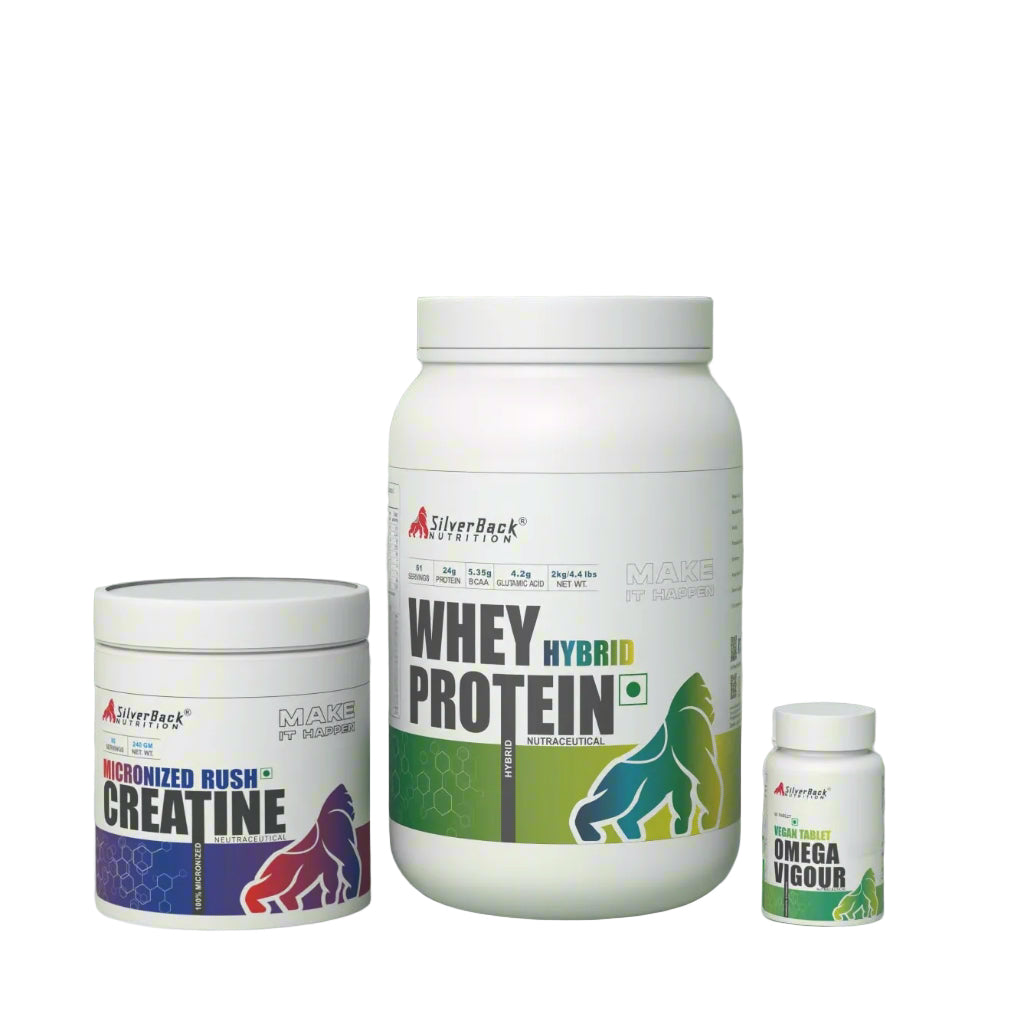 Silverback Muscle Gain Power Combo |Whey Protein 1.82 lbs + Creatine 100 gm + Omega-3 (30 tablet)|