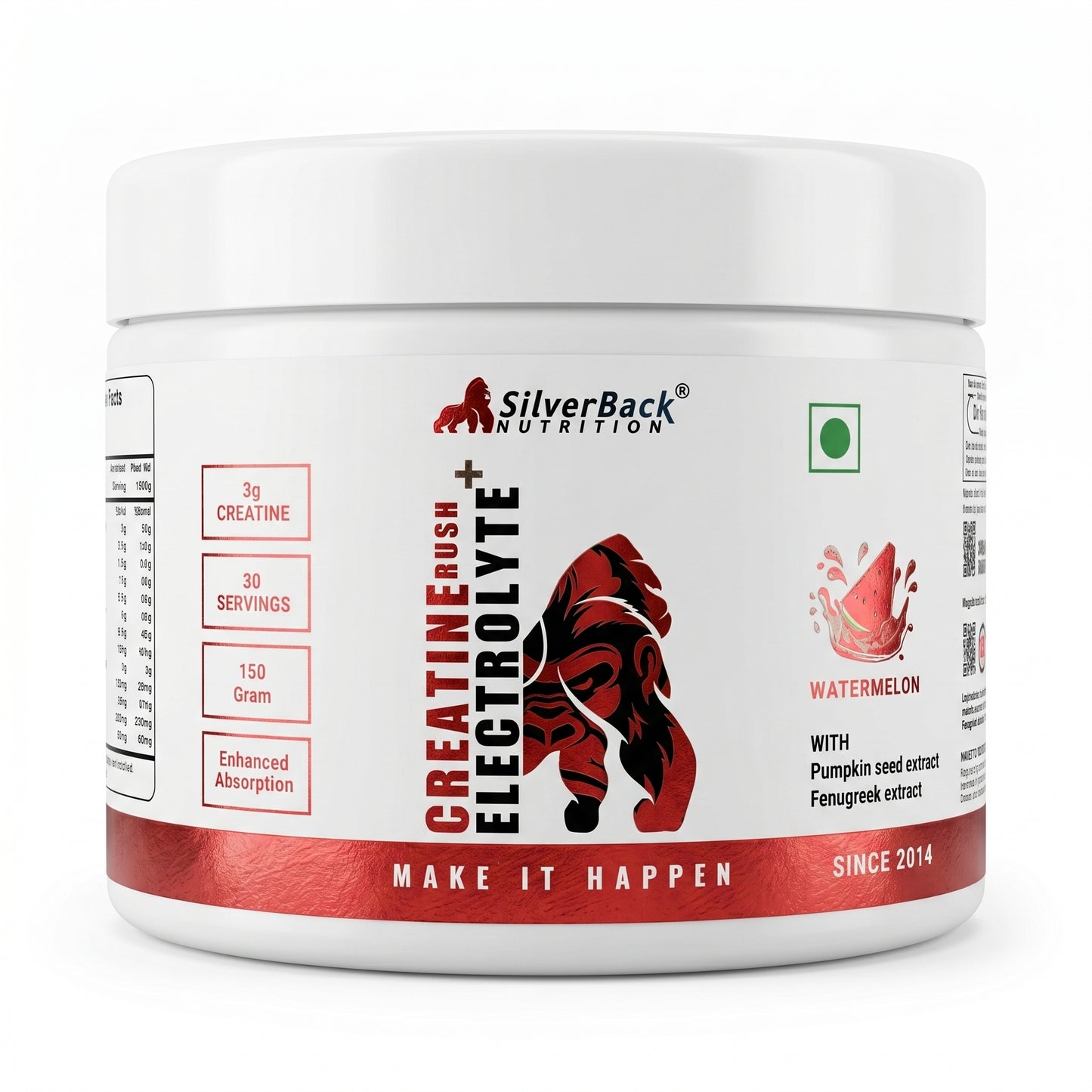 Silverback Nutrition Creatine Powder 150g | With Electrolytes, Fenugreek & Pumpkin Seed Extract | Faster Absorption, Muscle Strength & Recovery
