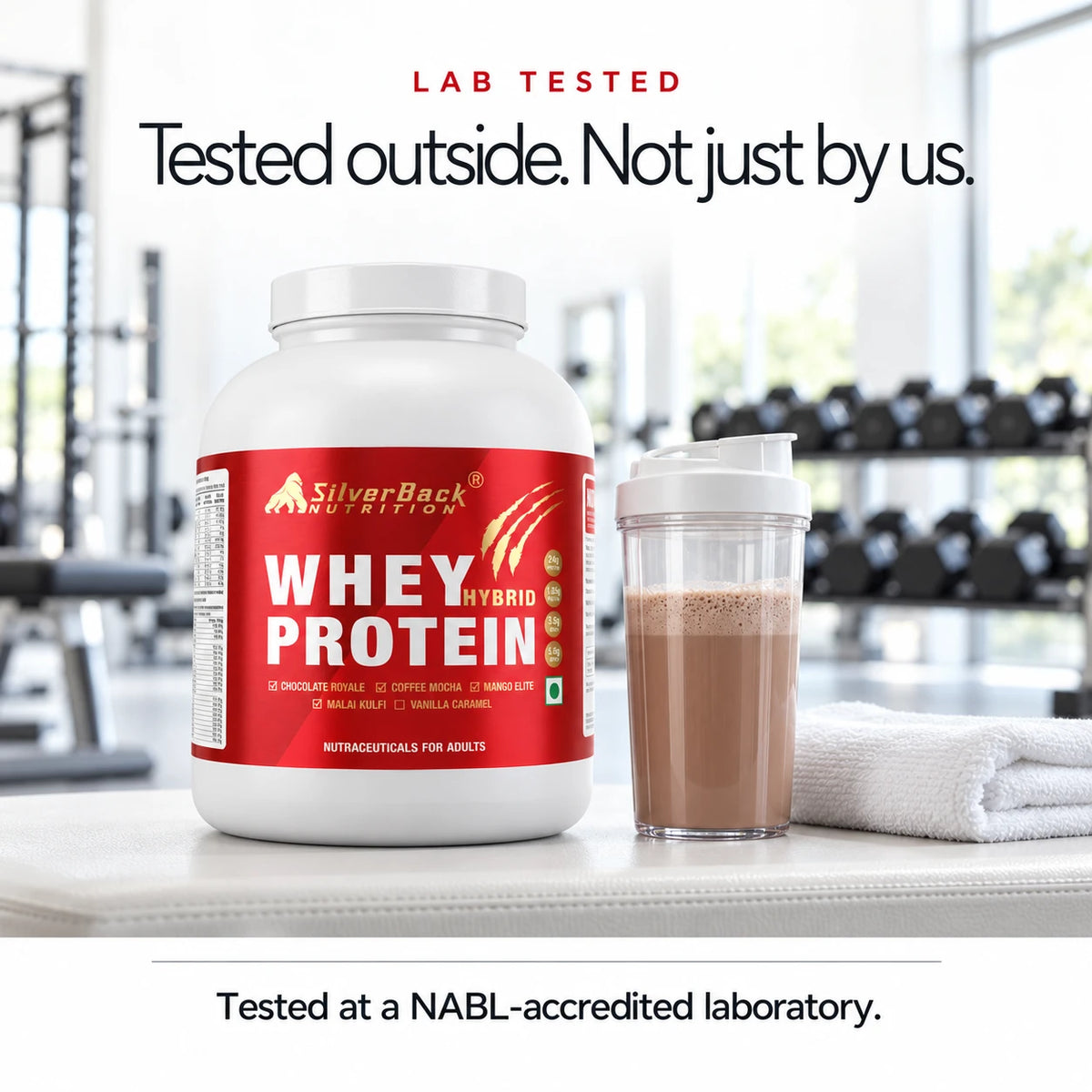 SilverBack Whey Protein Hybrid - lab tested at a NABL-accredited laboratory
