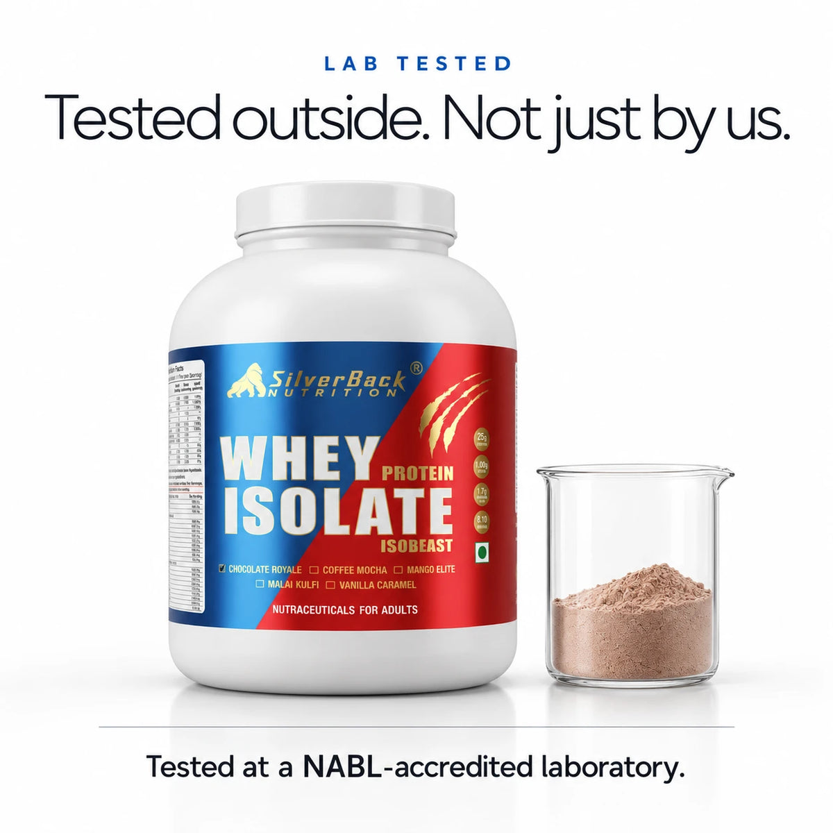 SilverBack Whey Protein Isolate - lab tested at a NABL-accredited laboratory