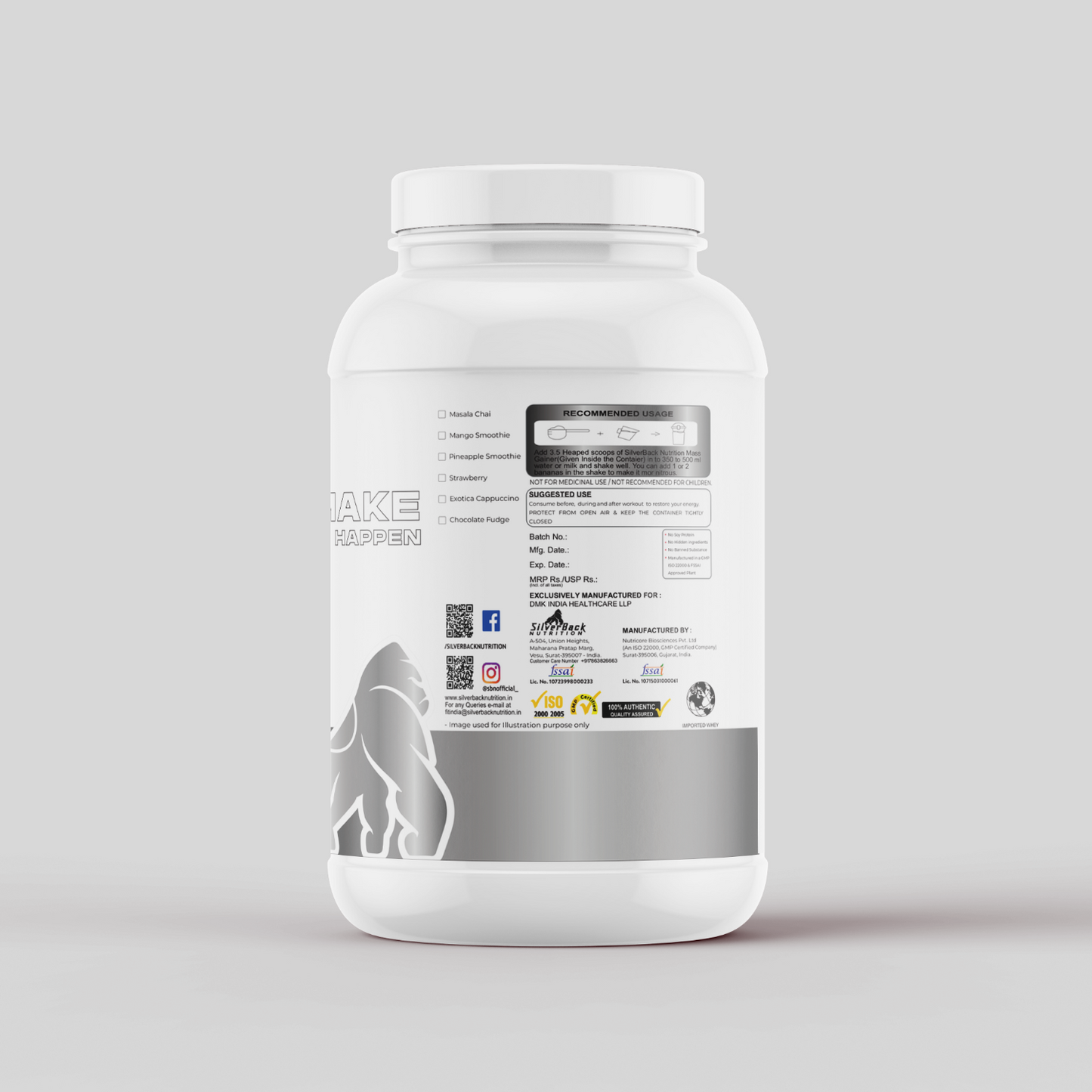 mass weight gainer powder back - SilverBack Nutrition