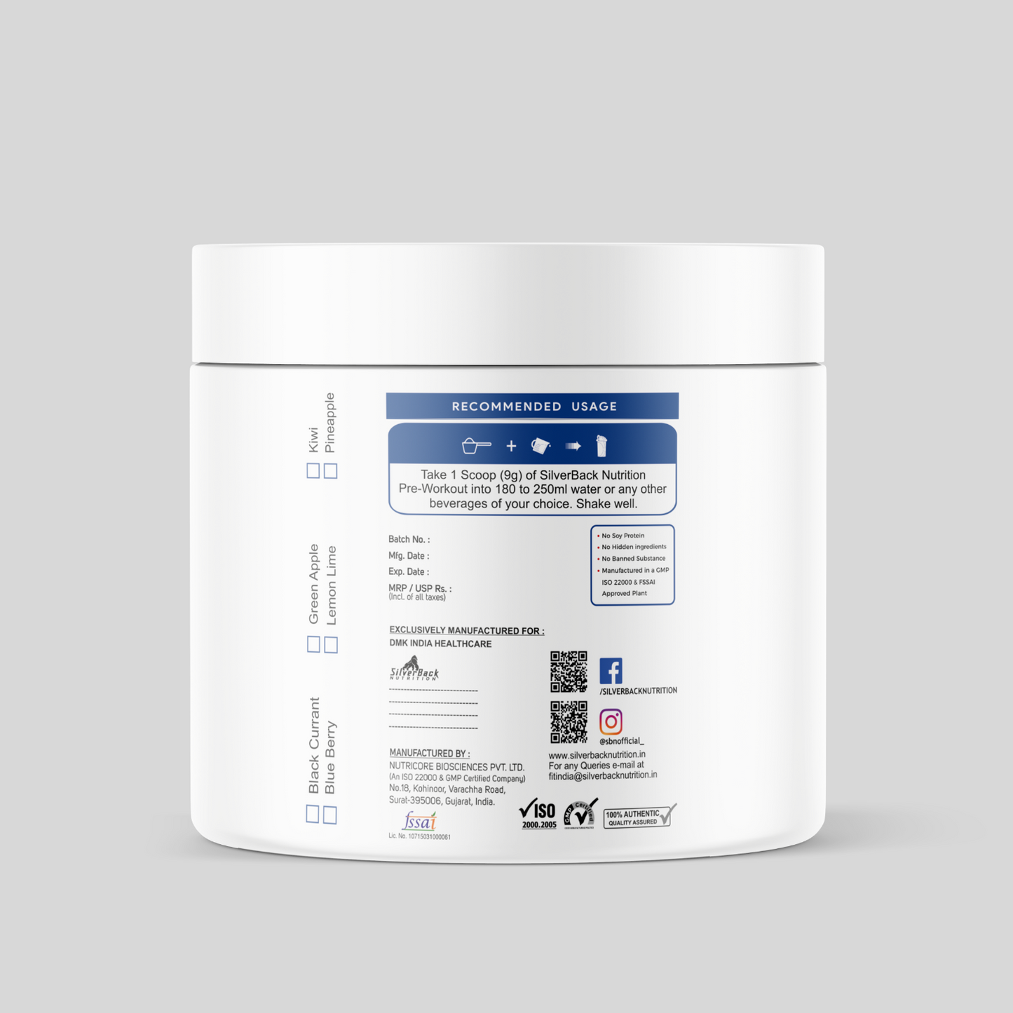 pre workout powder back - SilverBack Nutrition