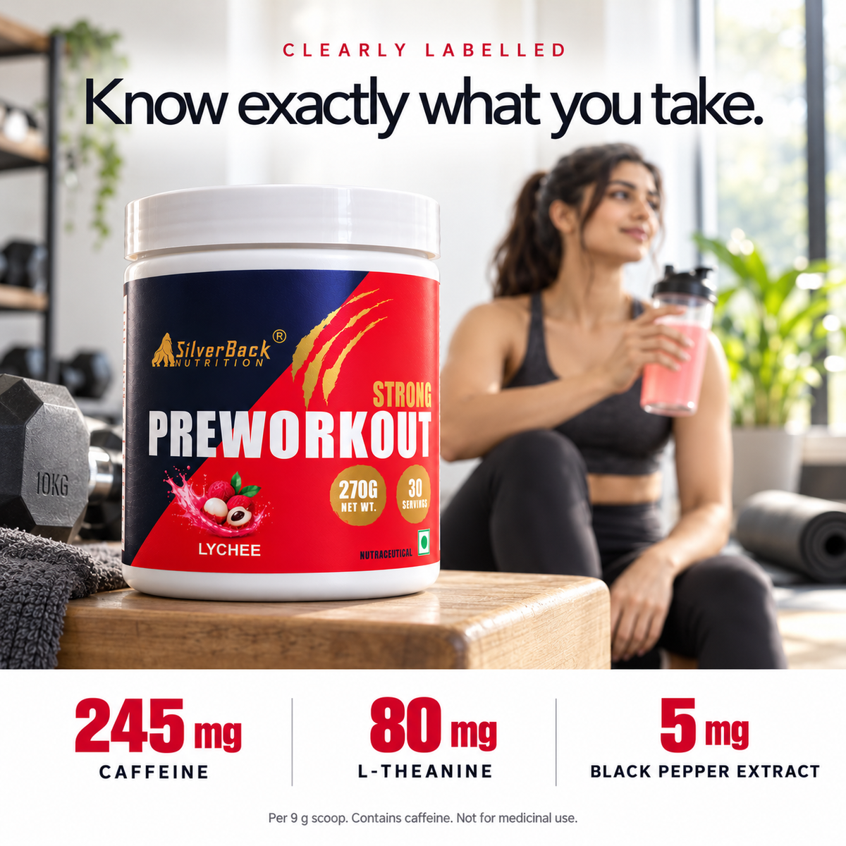 Pre Workout Powder Strong clearly labelled