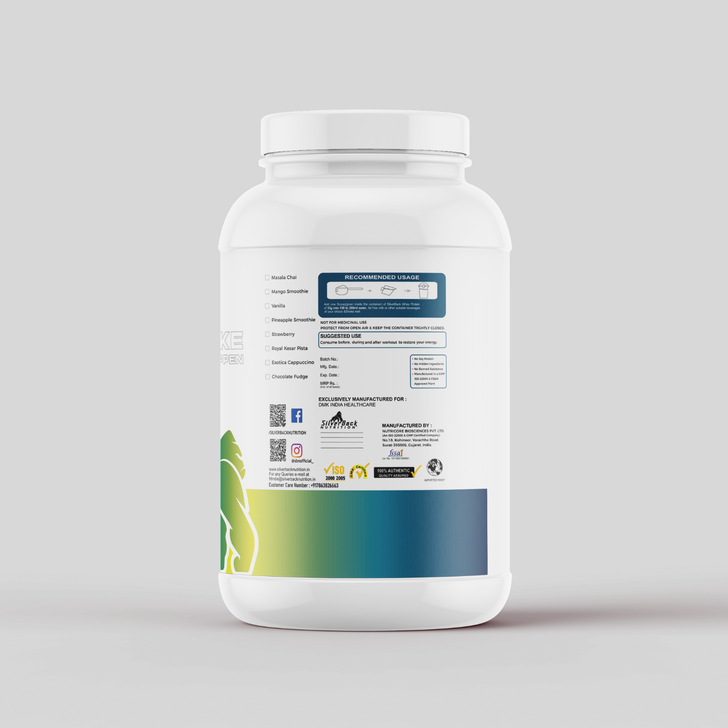 whey protein hybrid powder label - SilverBack Nutrition